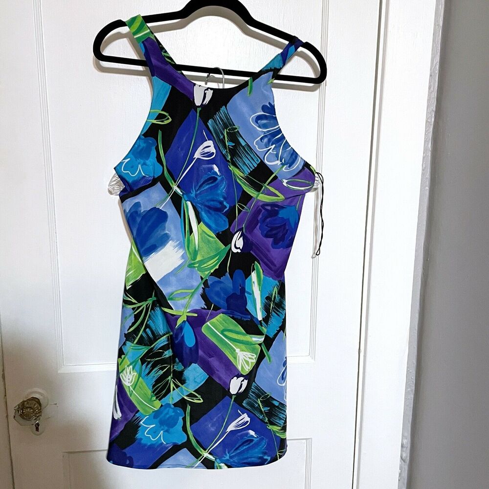 VTG Y2K All That Jazz Blue Green Party dress. Criss cross back 11/12 Beachy